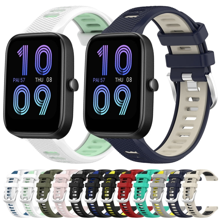 Cinturino per orologio con fibbia in acciaio siliconato a due colori con trama incrociata da 22 mm, For Amazfit Pop, For Amazfit Bip3