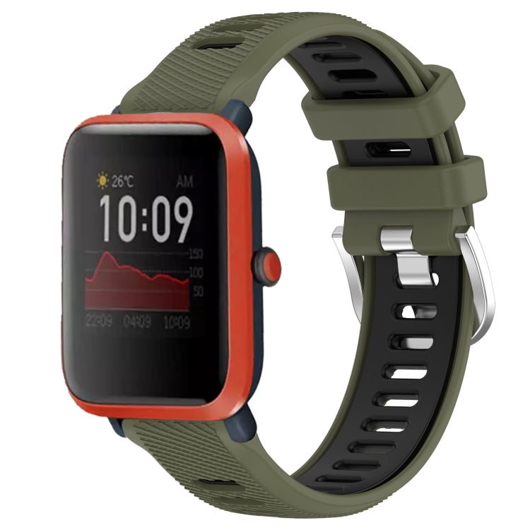 Cinturino per orologio con fibbia in acciaio siliconato a due colori con trama incrociata da 22 mm, For Amazfit Pop, For Amazfit Bip3