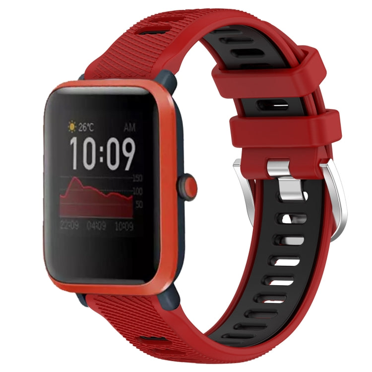 Cinturino per orologio con fibbia in acciaio siliconato a due colori con trama incrociata da 22 mm, For Amazfit Pop, For Amazfit Bip3
