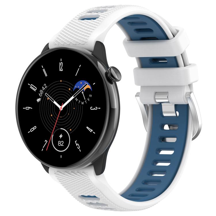 Cinturino per orologio con fibbia in acciaio siliconato a due colori con trama incrociata da 22 mm, For Amazfit Bip 1S