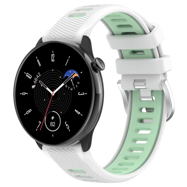 Cinturino per orologio con fibbia in acciaio siliconato a due colori con trama incrociata da 22 mm, For Amazfit Bip 1S