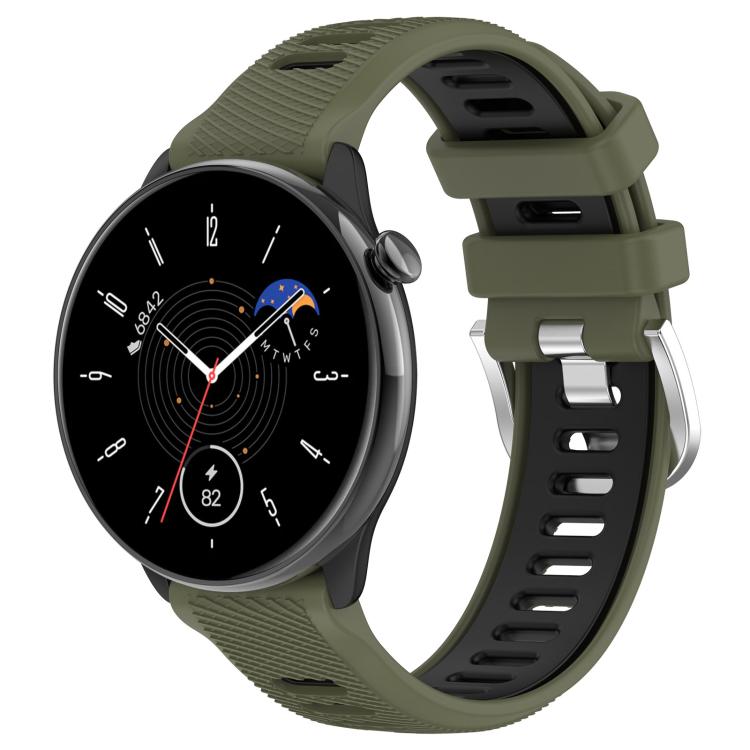 Cinturino per orologio con fibbia in acciaio siliconato a due colori con trama incrociata da 22 mm, For Amazfit Bip 1S