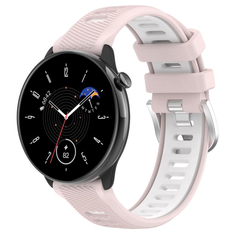Cinturino per orologio con fibbia in acciaio siliconato a due colori con trama incrociata da 22 mm, For Amazfit Bip 1S