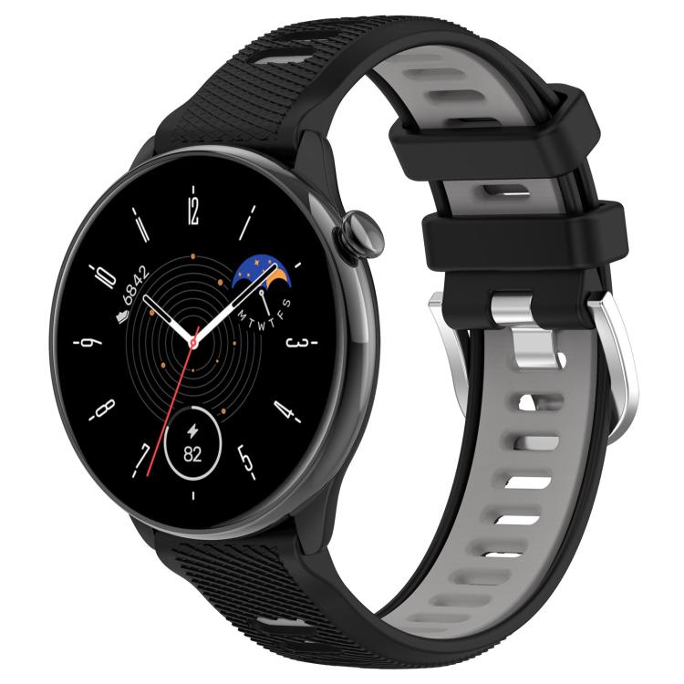 Cinturino per orologio con fibbia in acciaio siliconato a due colori con trama incrociata da 22 mm, For Amazfit Bip 1S