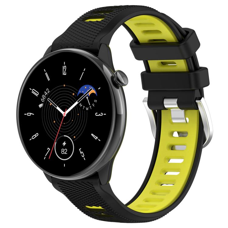 Cinturino per orologio con fibbia in acciaio siliconato a due colori con trama incrociata da 22 mm, For Amazfit Bip 1S