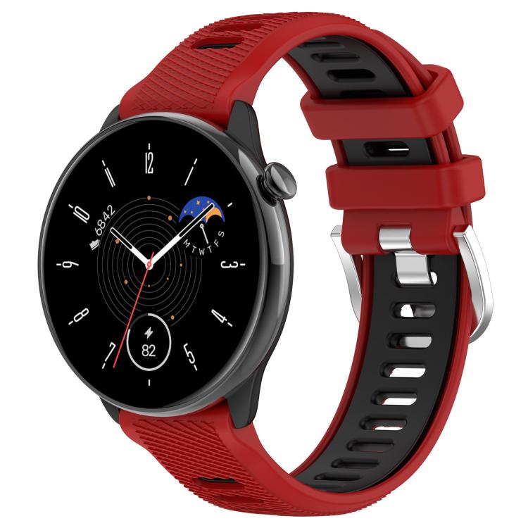 Cinturino per orologio con fibbia in acciaio siliconato a due colori con trama incrociata da 22 mm, For Amazfit Bip 1S