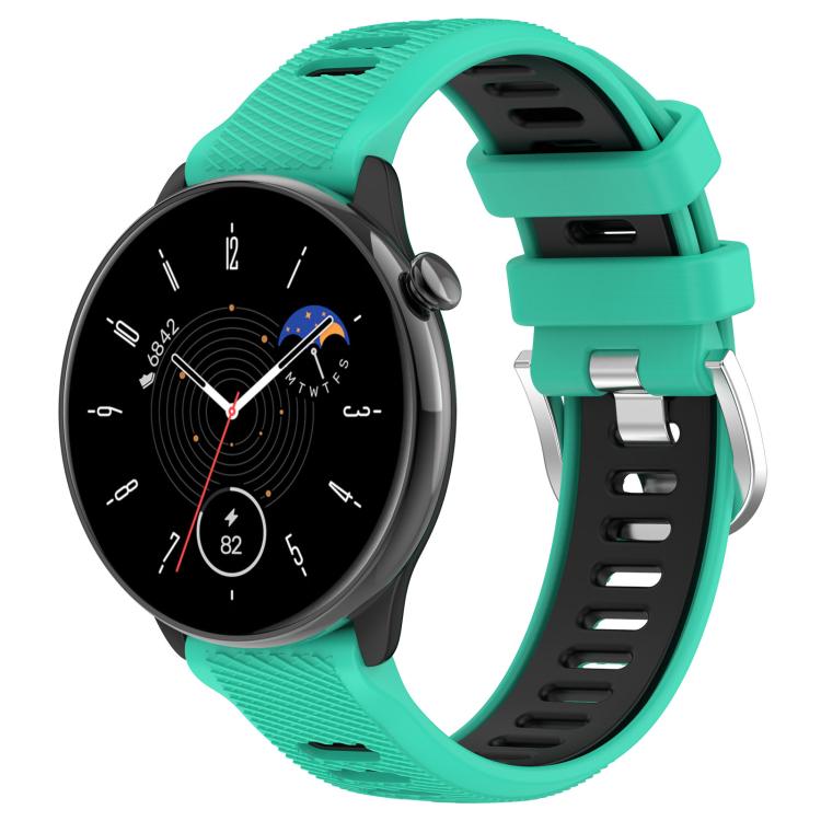 Cinturino per orologio con fibbia in acciaio siliconato a due colori con trama incrociata da 22 mm, For Amazfit Bip 1S