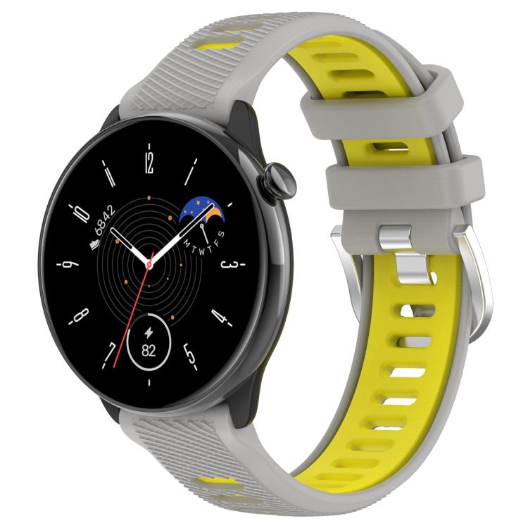 Cinturino per orologio con fibbia in acciaio siliconato a due colori con trama incrociata da 22 mm, For Amazfit Bip 1S