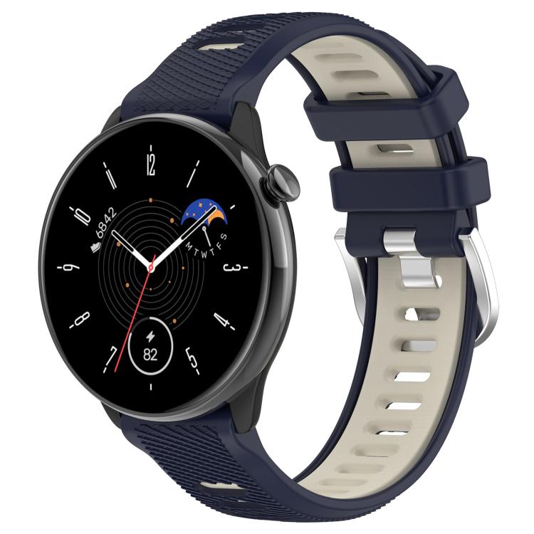 Cinturino per orologio con fibbia in acciaio siliconato a due colori con trama incrociata da 22 mm, For Amazfit Bip 1S