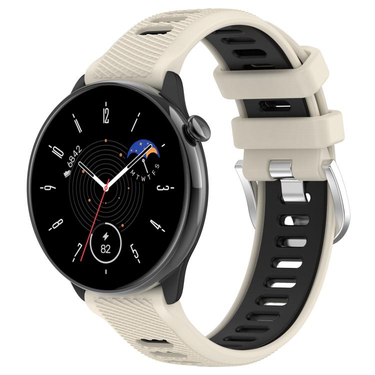 Cinturino per orologio con fibbia in acciaio siliconato a due colori con trama incrociata da 22 mm, For Amazfit Bip 1S