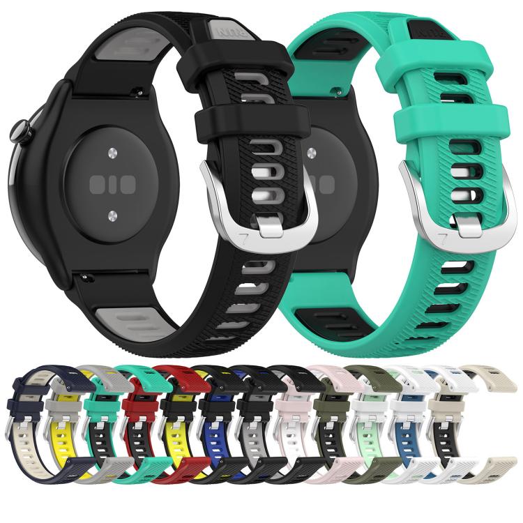 Cinturino per orologio con fibbia in acciaio siliconato a due colori con trama incrociata da 22 mm, For Amazfit Bip 1S