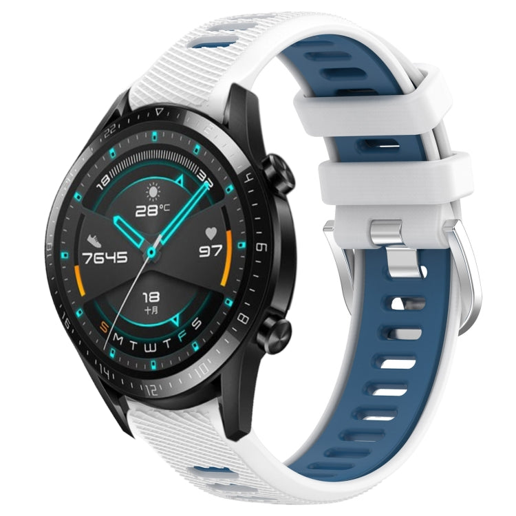Cinturino sportivo in silicone con fibbia in acciaio bicolore da 22 mm, For Huawei GT2 46mm, For Honor Watch GS 3