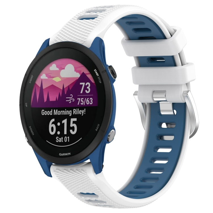 Cinturino sportivo in silicone con fibbia in acciaio bicolore da 22 mm, For Garmin Forerunner 255 Music, For Garmin Venu 2
