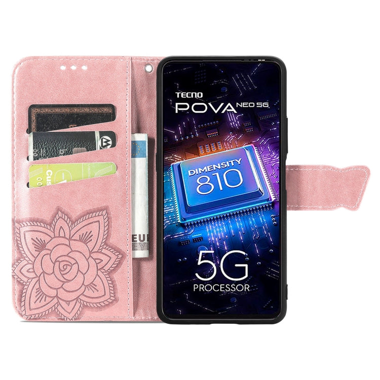 Custodia per telefono in pelle goffrata farfalla amore fiore, For Tecno Pova Neo 5G, For ZTE Blade A52, For Samsung Galaxy A14 4G
