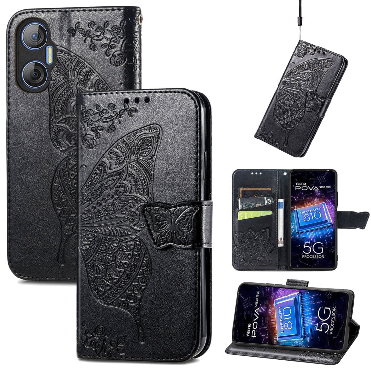 Custodia per telefono in pelle goffrata farfalla amore fiore, For Tecno Pova Neo 5G, For ZTE Blade A52, For Samsung Galaxy A14 4G