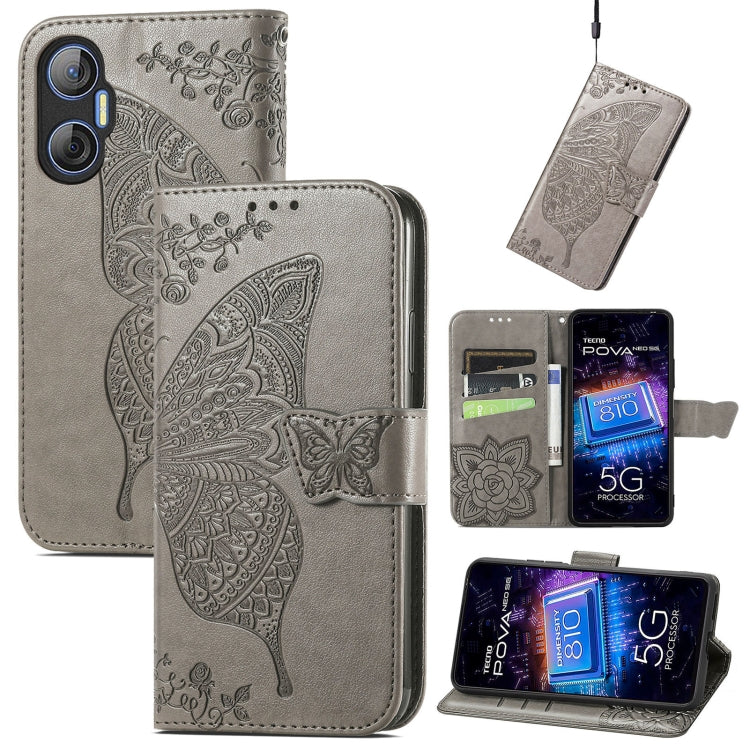 Custodia per telefono in pelle goffrata farfalla amore fiore, For Tecno Pova Neo 5G, For ZTE Blade A52, For Samsung Galaxy A14 4G