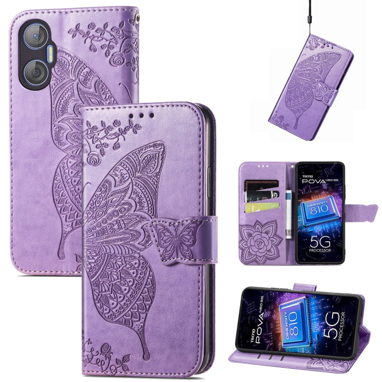Custodia per telefono in pelle goffrata farfalla amore fiore, For Tecno Pova Neo 5G, For ZTE Blade A52, For Samsung Galaxy A14 4G