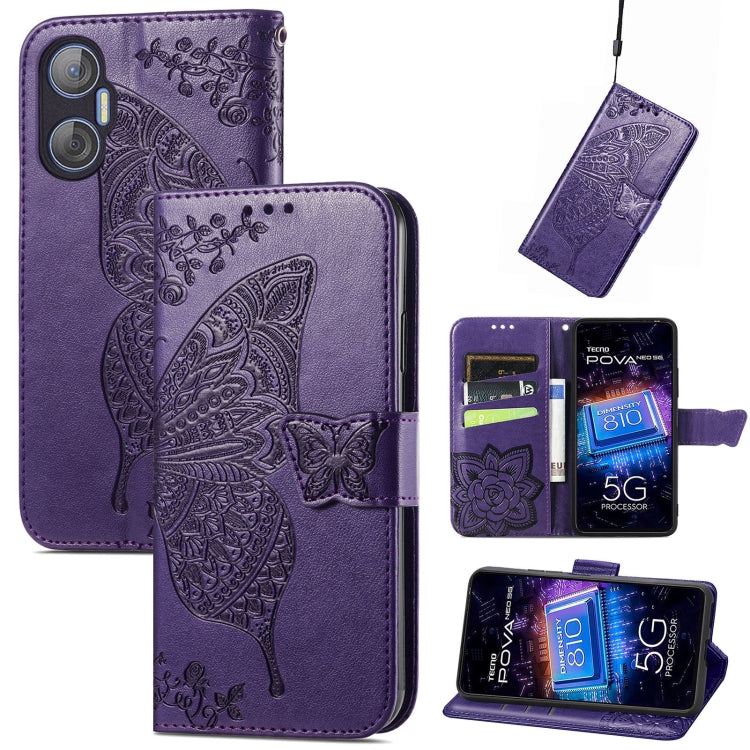 Custodia per telefono in pelle goffrata farfalla amore fiore, For Tecno Pova Neo 5G, For ZTE Blade A52, For Samsung Galaxy A14 4G