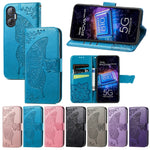 Custodia per telefono in pelle goffrata farfalla amore fiore, For Tecno Pova Neo 5G, For ZTE Blade A52, For Samsung Galaxy A14 4G
