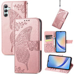 Custodia per telefono in pelle goffrata farfalla amore fiore, For Samsung Galaxy A34 5G