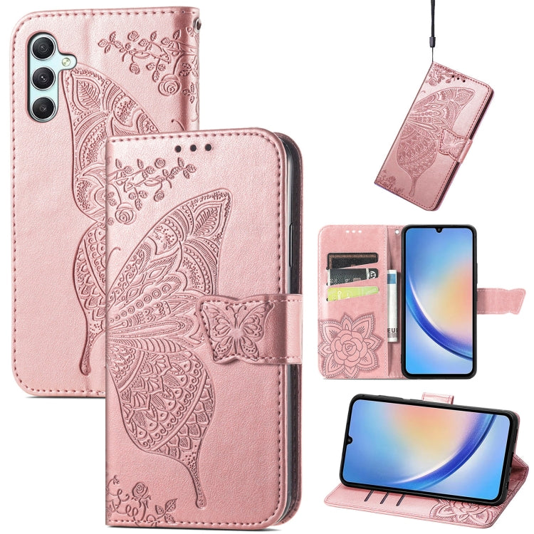 Custodia per telefono in pelle goffrata farfalla amore fiore, For Samsung Galaxy A34 5G