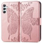 Custodia per telefono in pelle goffrata farfalla amore fiore, For Samsung Galaxy A34 5G