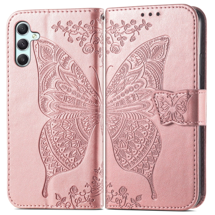 Custodia per telefono in pelle goffrata farfalla amore fiore, For Samsung Galaxy A34 5G