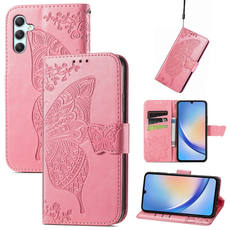 Custodia per telefono in pelle goffrata farfalla amore fiore, For Samsung Galaxy A34 5G