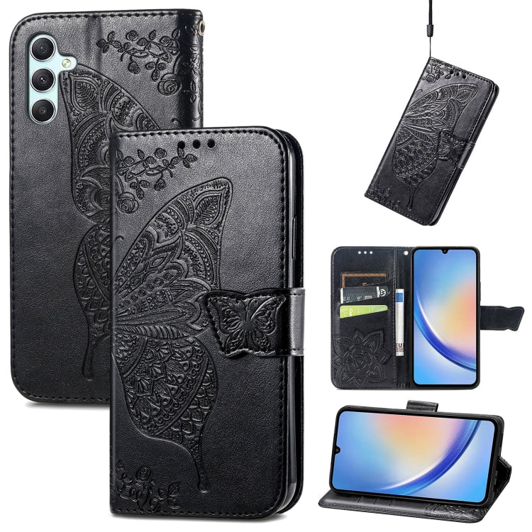 Custodia per telefono in pelle goffrata farfalla amore fiore, For Samsung Galaxy A34 5G