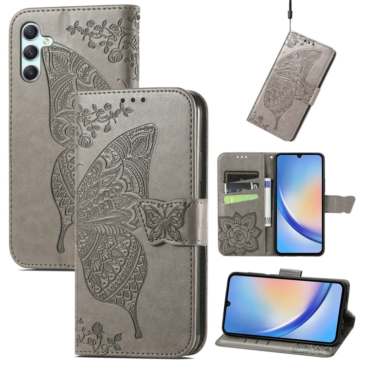 Custodia per telefono in pelle goffrata farfalla amore fiore, For Samsung Galaxy A34 5G