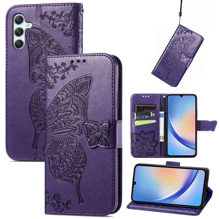 Custodia per telefono in pelle goffrata farfalla amore fiore, For Samsung Galaxy A34 5G