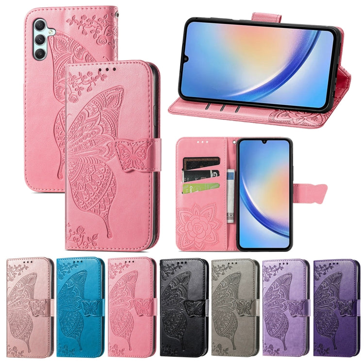 Custodia per telefono in pelle goffrata farfalla amore fiore, For Samsung Galaxy A34 5G
