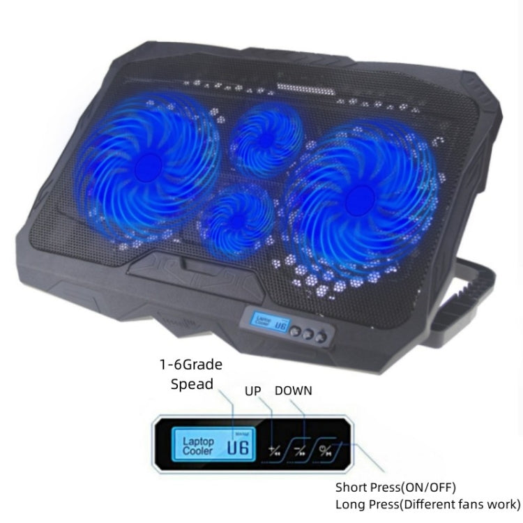 Supporto pieghevole per pad di raffreddamento per laptop da gioco a quattro ventole in alluminio S18 con display della velocità del vento, S18