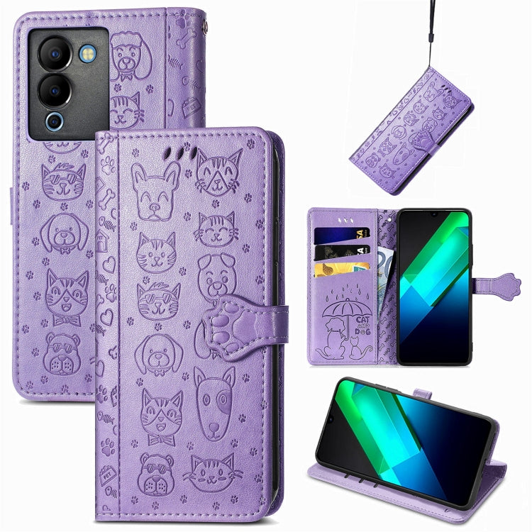 Custodia per telefono in pelle goffrata con gatto e cane, For Infinix Note 12 G96, For OnePlus Ace 2, For Realme C55