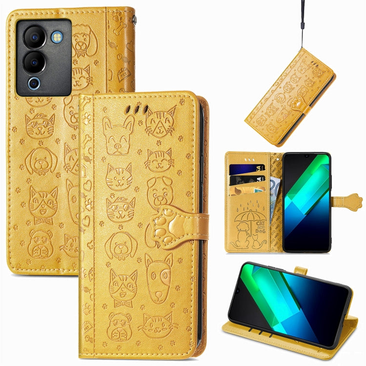 Custodia per telefono in pelle goffrata con gatto e cane, For Infinix Note 12 G96, For OnePlus Ace 2, For Realme C55