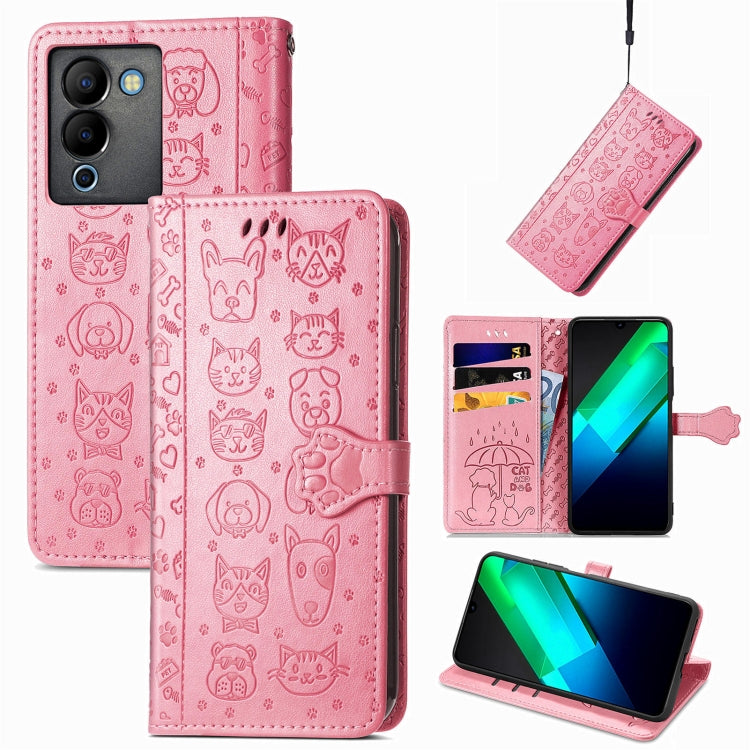 Custodia per telefono in pelle goffrata con gatto e cane, For Infinix Note 12 G96, For OnePlus Ace 2, For Realme C55