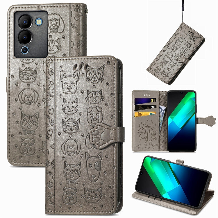 Custodia per telefono in pelle goffrata con gatto e cane, For Infinix Note 12 G96, For OnePlus Ace 2, For Realme C55