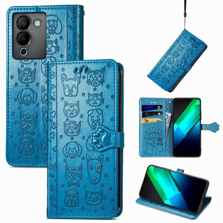Custodia per telefono in pelle goffrata con gatto e cane, For Infinix Note 12 G96, For OnePlus Ace 2, For Realme C55