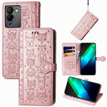 Custodia per telefono in pelle goffrata con gatto e cane, For Infinix Note 12 G96, For OnePlus Ace 2, For Realme C55