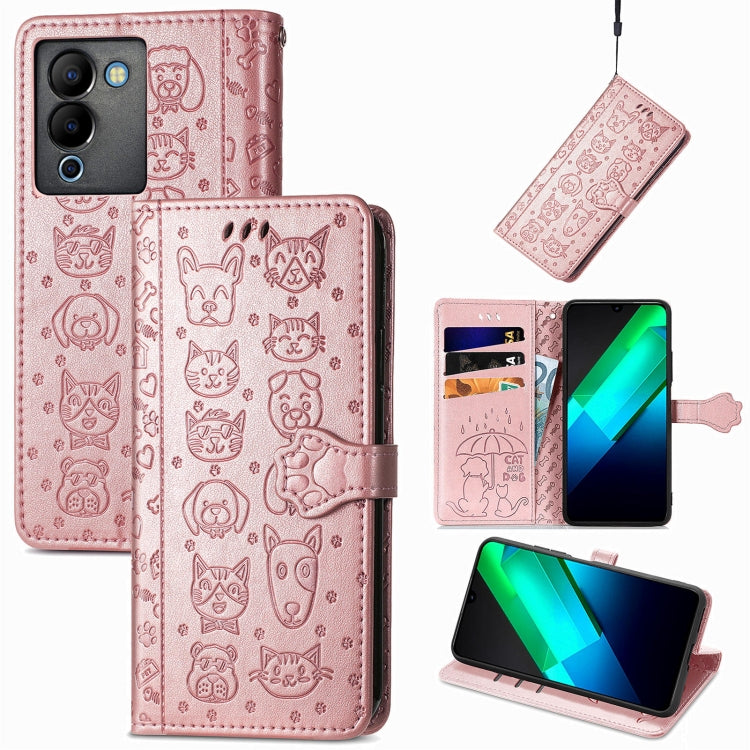 Custodia per telefono in pelle goffrata con gatto e cane, For Infinix Note 12 G96, For OnePlus Ace 2, For Realme C55