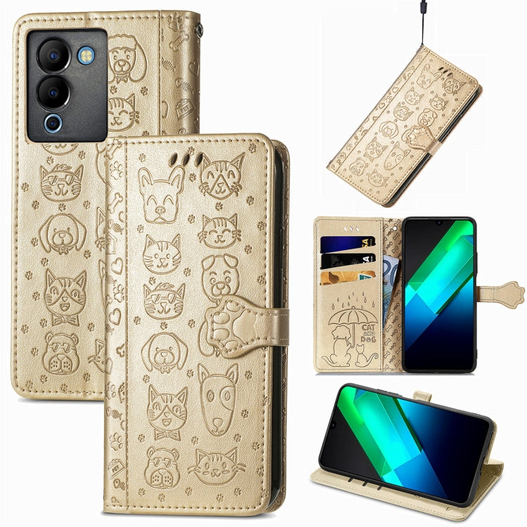 Custodia per telefono in pelle goffrata con gatto e cane, For Infinix Note 12 G96, For OnePlus Ace 2, For Realme C55