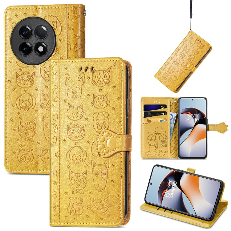 Custodia per telefono in pelle goffrata con gatto e cane, For Infinix Note 12 G96, For OnePlus Ace 2, For Realme C55