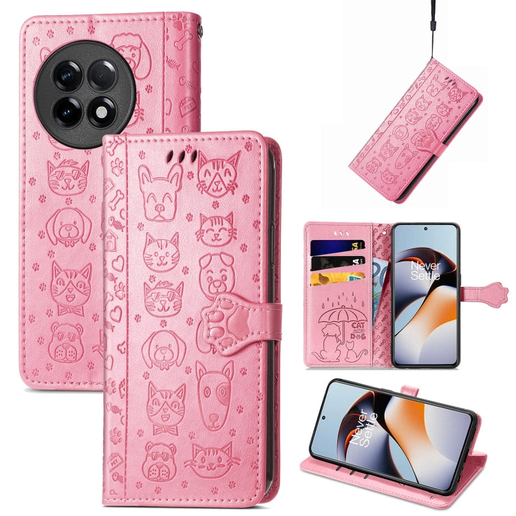 Custodia per telefono in pelle goffrata con gatto e cane, For Infinix Note 12 G96, For OnePlus Ace 2, For Realme C55