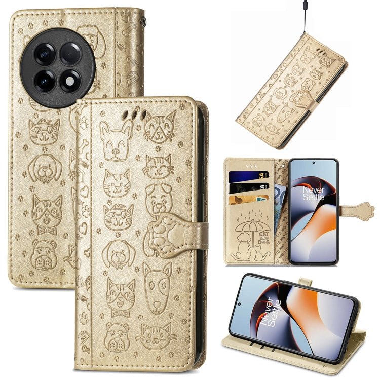 Custodia per telefono in pelle goffrata con gatto e cane, For Infinix Note 12 G96, For OnePlus Ace 2, For Realme C55