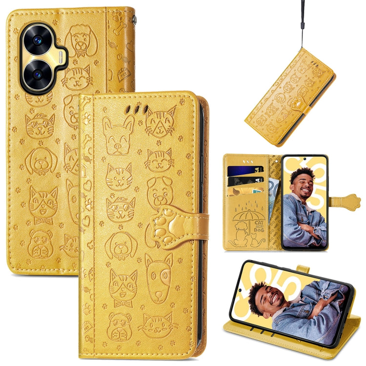 Custodia per telefono in pelle goffrata con gatto e cane, For Infinix Note 12 G96, For OnePlus Ace 2, For Realme C55