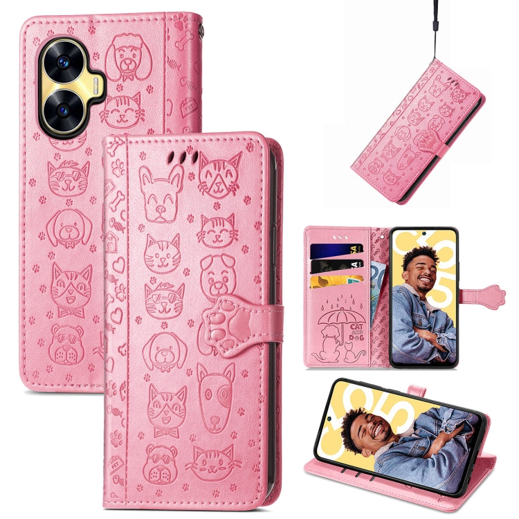Custodia per telefono in pelle goffrata con gatto e cane, For Infinix Note 12 G96, For OnePlus Ace 2, For Realme C55