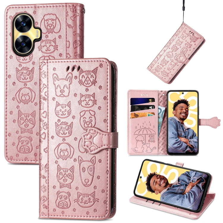 Custodia per telefono in pelle goffrata con gatto e cane, For Infinix Note 12 G96, For OnePlus Ace 2, For Realme C55