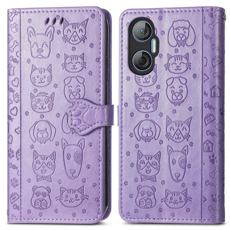 Custodia per telefono in pelle goffrata con gatto e cane, For Tecno Pova Neo 5G, For vivo S15e, For Samsung Galaxy A14 4G