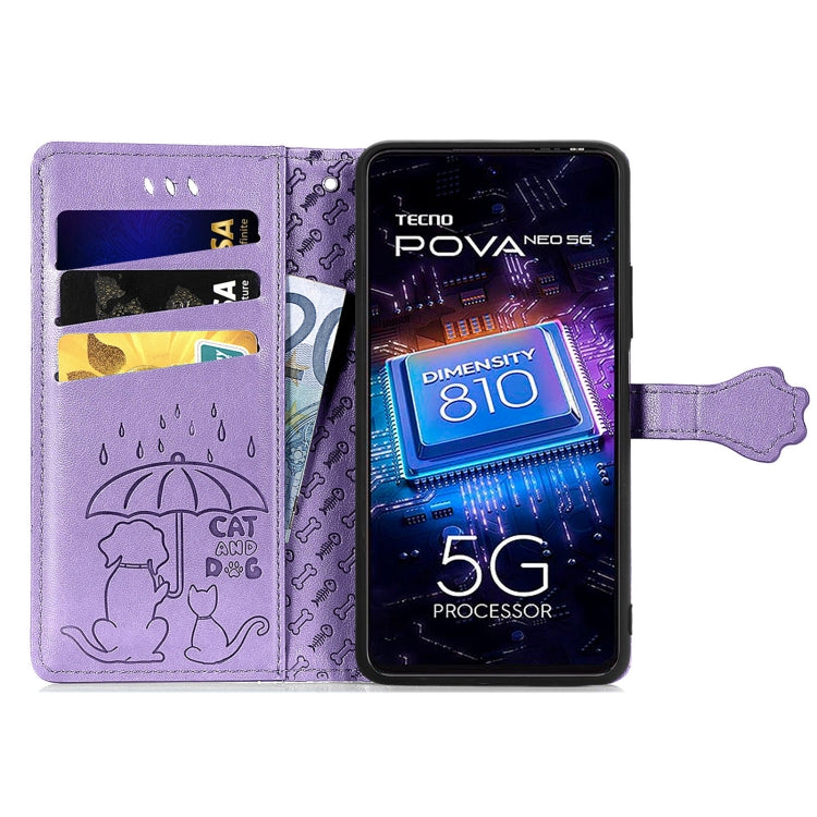 Custodia per telefono in pelle goffrata con gatto e cane, For Tecno Pova Neo 5G, For vivo S15e, For Samsung Galaxy A14 4G