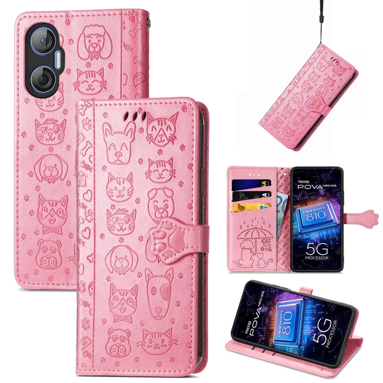 Custodia per telefono in pelle goffrata con gatto e cane, For Tecno Pova Neo 5G, For vivo S15e, For Samsung Galaxy A14 4G